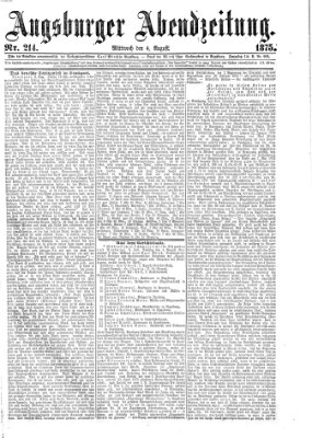 Augsburger Abendzeitung Mittwoch 4. August 1875