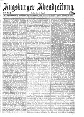 Augsburger Abendzeitung Freitag 6. August 1875