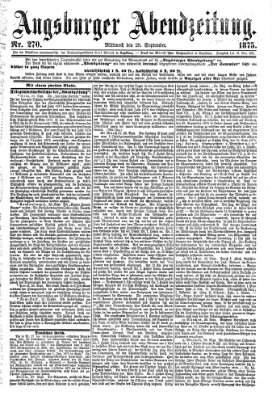 Augsburger Abendzeitung Mittwoch 29. September 1875