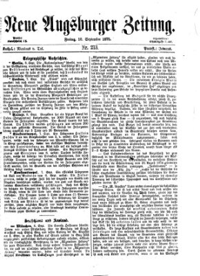 Neue Augsburger Zeitung Freitag 10. September 1875