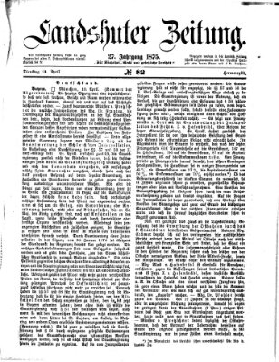 Landshuter Zeitung Dienstag 13. April 1875