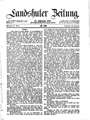 Landshuter Zeitung Mittwoch 14. April 1875