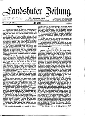 Landshuter Zeitung Donnerstag 7. Oktober 1875