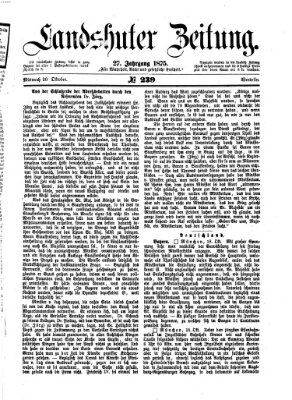 Landshuter Zeitung Mittwoch 20. Oktober 1875