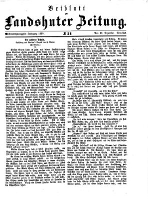 Landshuter Zeitung. Beiblatt zur Landshuter Zeitung (Landshuter Zeitung) Sonntag 19. Dezember 1875