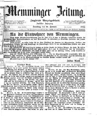 Memminger Zeitung Samstag 16. Januar 1875