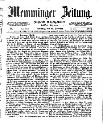 Memminger Zeitung Dienstag 16. Februar 1875