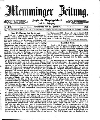 Memminger Zeitung Mittwoch 17. Februar 1875