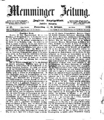 Memminger Zeitung Donnerstag 18. Februar 1875