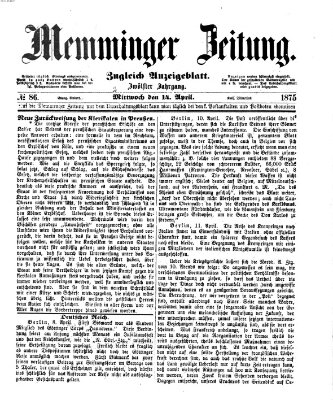 Memminger Zeitung Mittwoch 14. April 1875