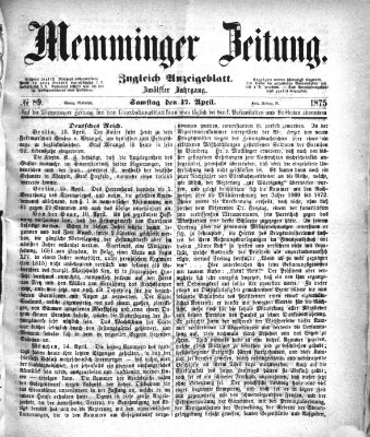 Memminger Zeitung Samstag 17. April 1875