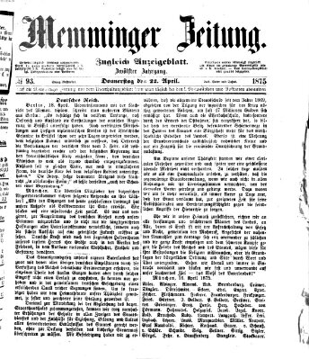 Memminger Zeitung Donnerstag 22. April 1875