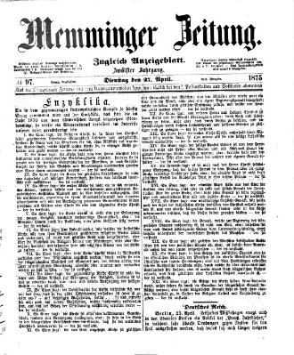 Memminger Zeitung Dienstag 27. April 1875