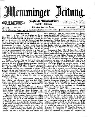 Memminger Zeitung Dienstag 15. Juni 1875