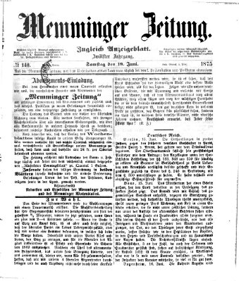 Memminger Zeitung Samstag 19. Juni 1875