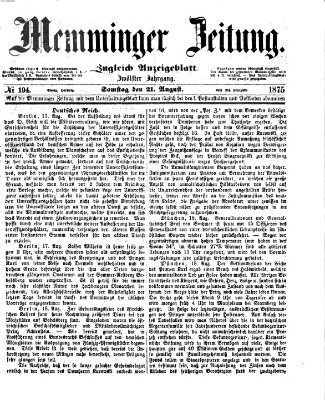 Memminger Zeitung Samstag 21. August 1875