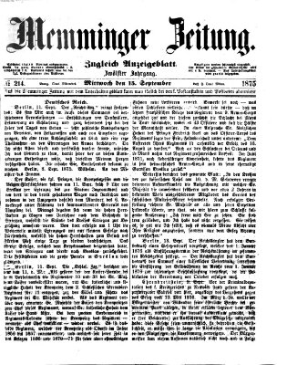 Memminger Zeitung Mittwoch 15. September 1875