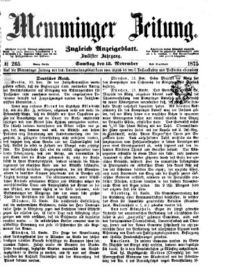 Memminger Zeitung Samstag 13. November 1875