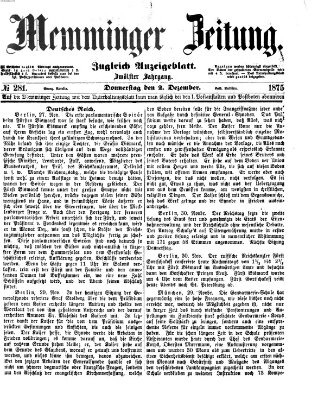 Memminger Zeitung Donnerstag 2. Dezember 1875