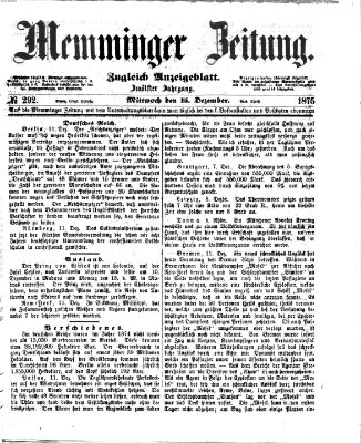 Memminger Zeitung Mittwoch 15. Dezember 1875