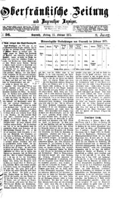 Oberfränkische Zeitung und Bayreuther Anzeiger (Bayreuther Anzeiger) Freitag 12. Februar 1875