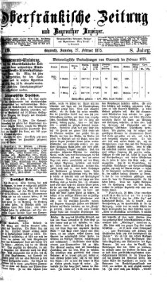 Oberfränkische Zeitung und Bayreuther Anzeiger (Bayreuther Anzeiger) Samstag 27. Februar 1875