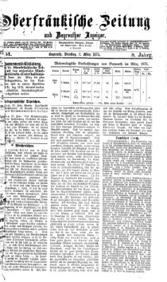 Oberfränkische Zeitung und Bayreuther Anzeiger (Bayreuther Anzeiger) Dienstag 2. März 1875