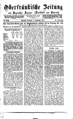 Oberfränkische Zeitung und Bayreuther Anzeiger (Bayreuther Anzeiger) Sonntag 12. September 1875