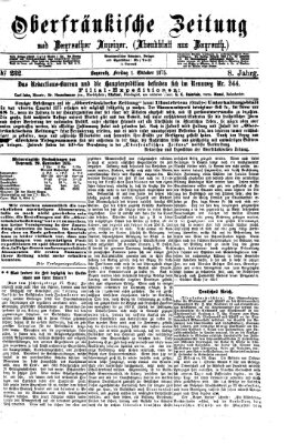 Oberfränkische Zeitung und Bayreuther Anzeiger (Bayreuther Anzeiger) Freitag 1. Oktober 1875