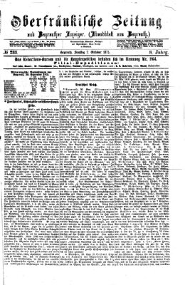 Oberfränkische Zeitung und Bayreuther Anzeiger (Bayreuther Anzeiger) Samstag 2. Oktober 1875