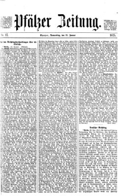 Pfälzer Zeitung Donnerstag 21. Januar 1875