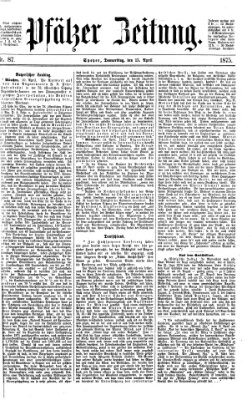 Pfälzer Zeitung Donnerstag 15. April 1875