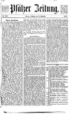 Pfälzer Zeitung Montag 20. September 1875