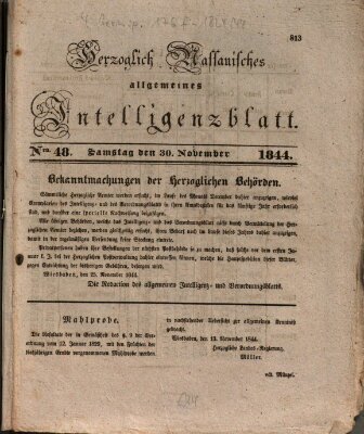 Herzoglich-nassauisches allgemeines Intelligenzblatt Samstag 30. November 1844