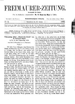 Freimaurer-Zeitung Samstag 30. Januar 1875