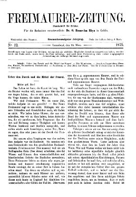 Freimaurer-Zeitung Samstag 20. März 1875