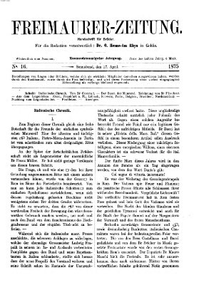 Freimaurer-Zeitung Samstag 17. April 1875