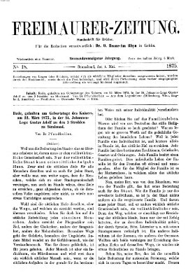 Freimaurer-Zeitung Samstag 1. Mai 1875