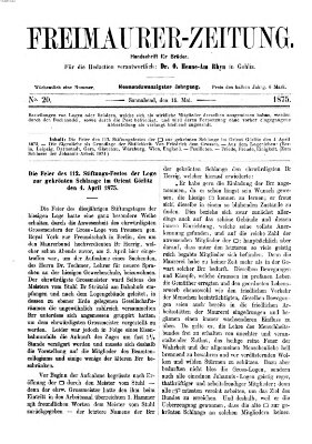 Freimaurer-Zeitung Samstag 15. Mai 1875