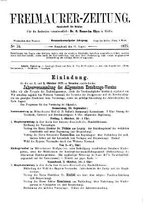 Freimaurer-Zeitung Samstag 21. August 1875