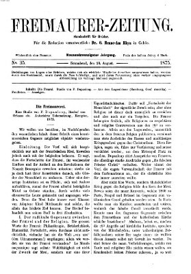 Freimaurer-Zeitung Samstag 28. August 1875