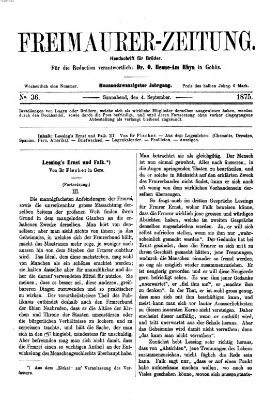 Freimaurer-Zeitung Samstag 4. September 1875