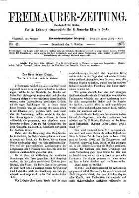 Freimaurer-Zeitung Donnerstag 7. Oktober 1875