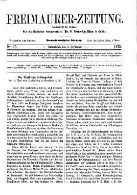 Freimaurer-Zeitung Samstag 6. November 1875