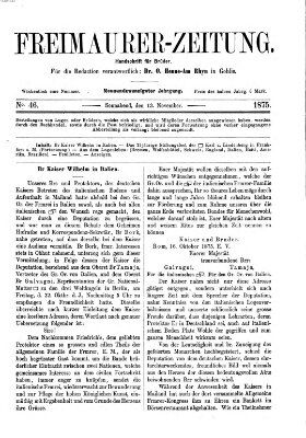 Freimaurer-Zeitung Samstag 13. November 1875