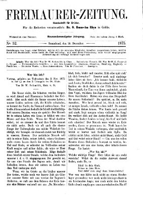 Freimaurer-Zeitung Samstag 25. Dezember 1875