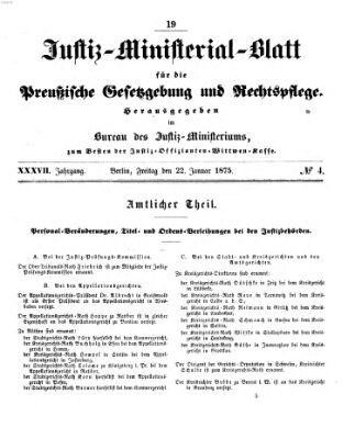 Justiz-Ministerialblatt für die preußische Gesetzgebung und Rechtspflege Freitag 22. Januar 1875