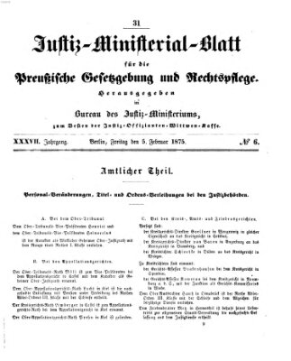 Justiz-Ministerialblatt für die preußische Gesetzgebung und Rechtspflege Freitag 5. Februar 1875