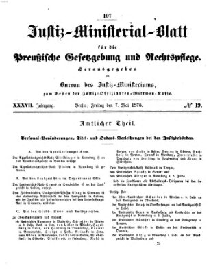 Justiz-Ministerialblatt für die preußische Gesetzgebung und Rechtspflege Freitag 7. Mai 1875