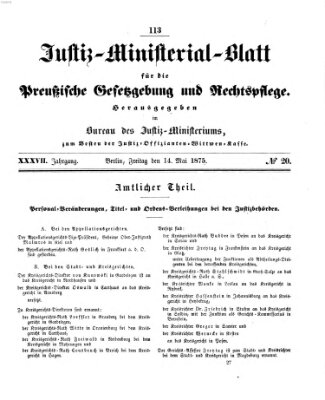 Justiz-Ministerialblatt für die preußische Gesetzgebung und Rechtspflege Freitag 14. Mai 1875